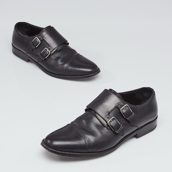SAINT LAURENT Dylan Double-Monk Oxford Flats (black leather, size 38) - Picture 1 of 4